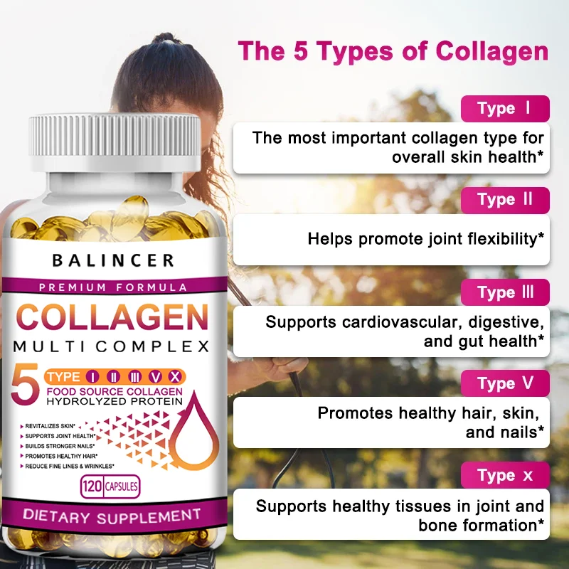 Hydrolyzed Collagen Capsules - Skin Joint Hair Nail Health Support Antioxidant Nutritional Supplement for Women