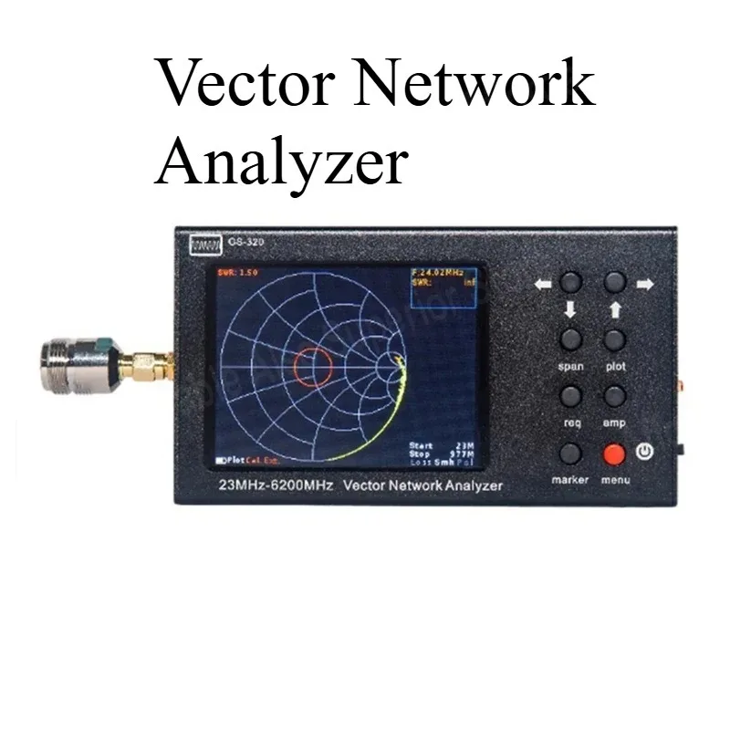 Reflectometer GS-320 23-6200Mhz Nanovna Type,Touch Screen with RF DEMO KIT Portable VNA SWR 6GHZ Vector Network Analyzer