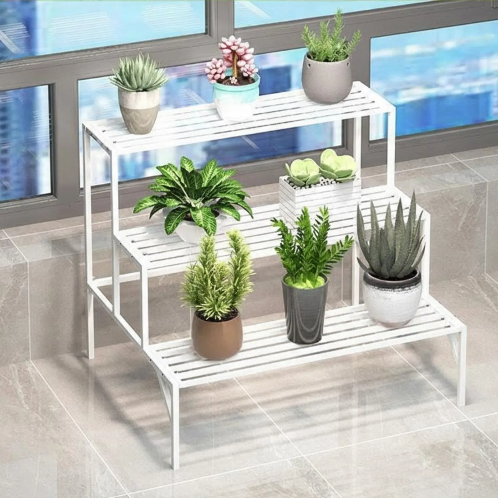 多段植物ラック-屋内＆屋外用-段付き植木鉢スタンド-耐水性-頑丈で安定した設計-ガーデナー、住宅所有者向け