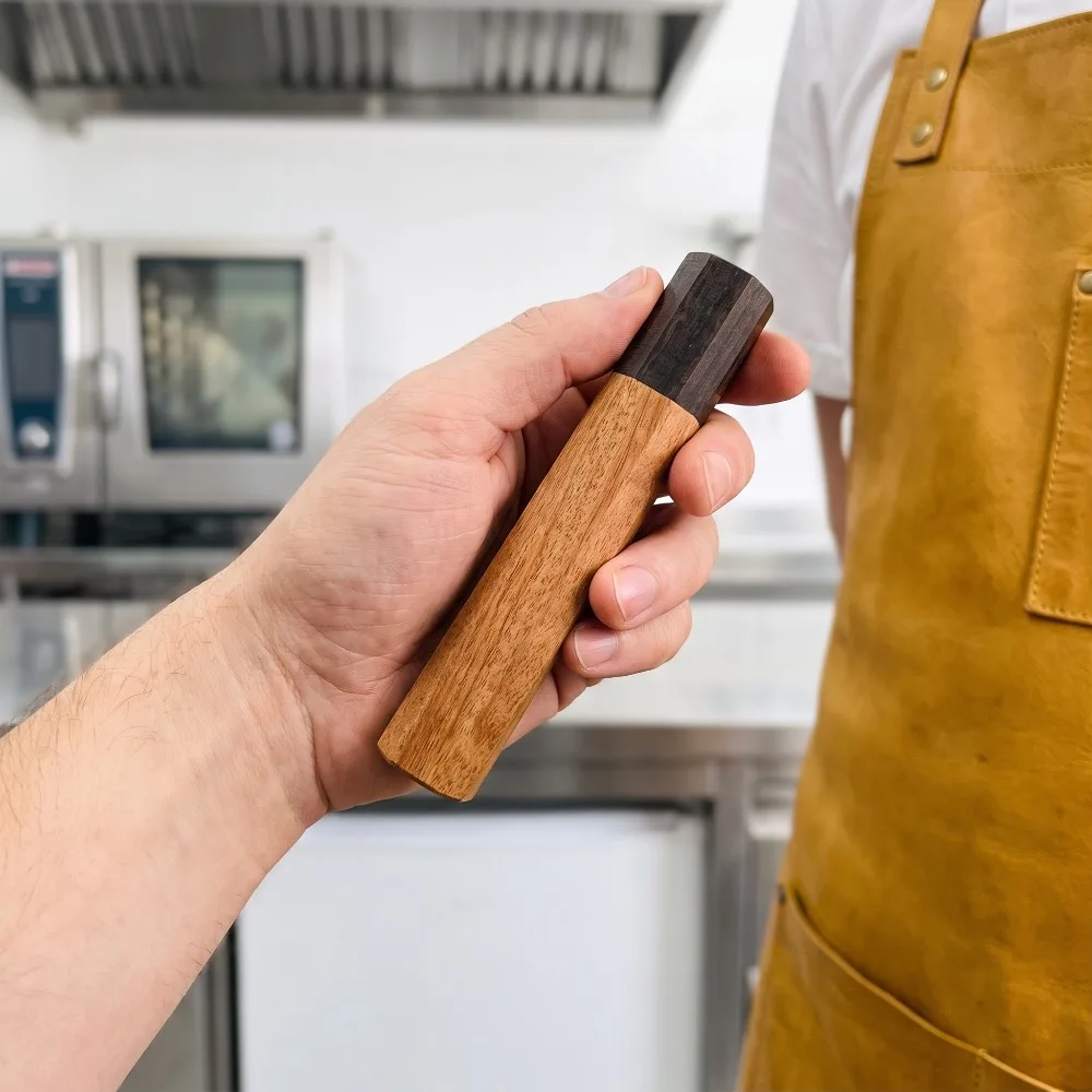 Dual Tone Solid Wood Knife Handle Blank Octagonal Polished Wooden Grip Blank for Camping Fruit Knife Build