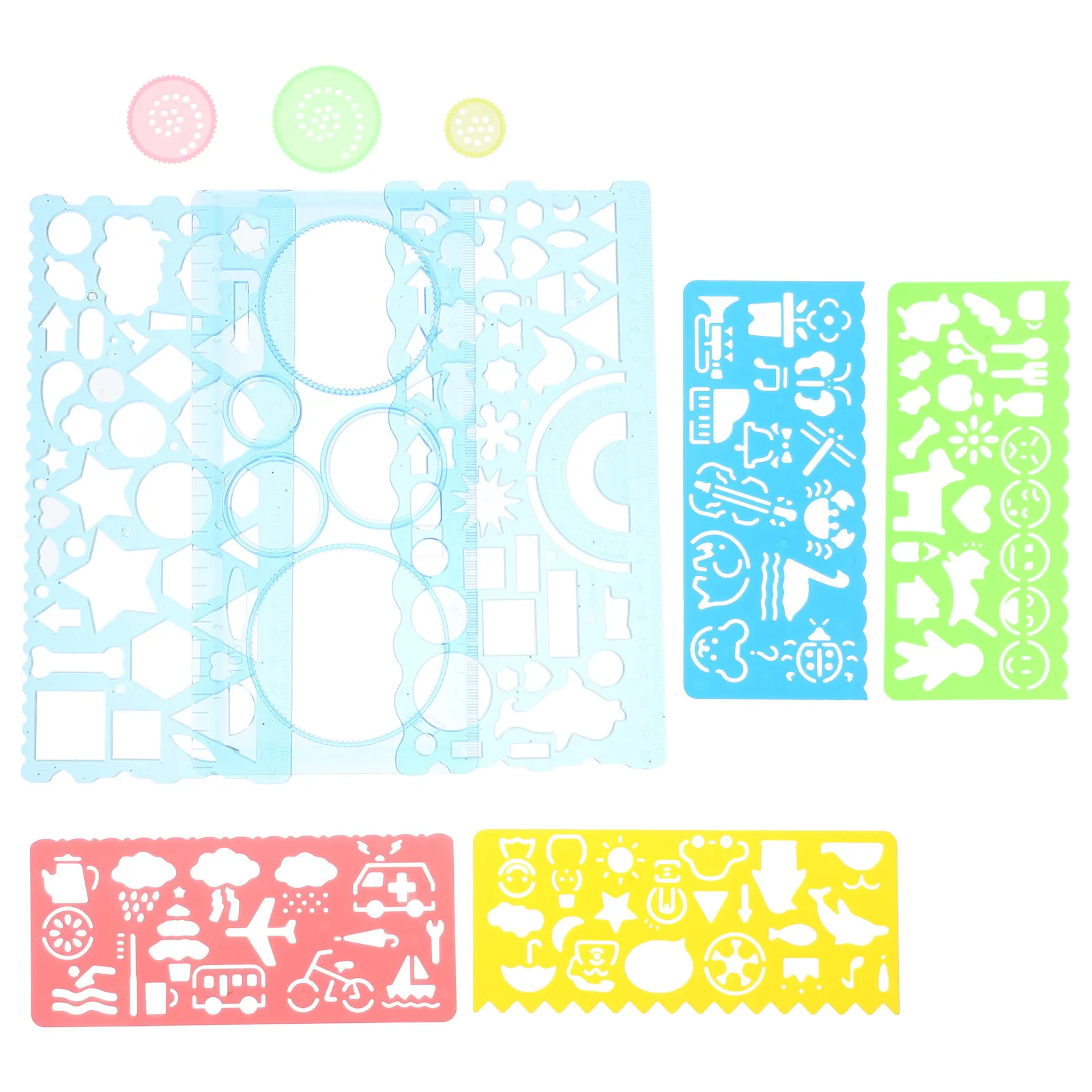 1Set Professional Architectural Drawing Stencils Set PP Plastic Geometric Template Ruler for Students Teachers Engineers