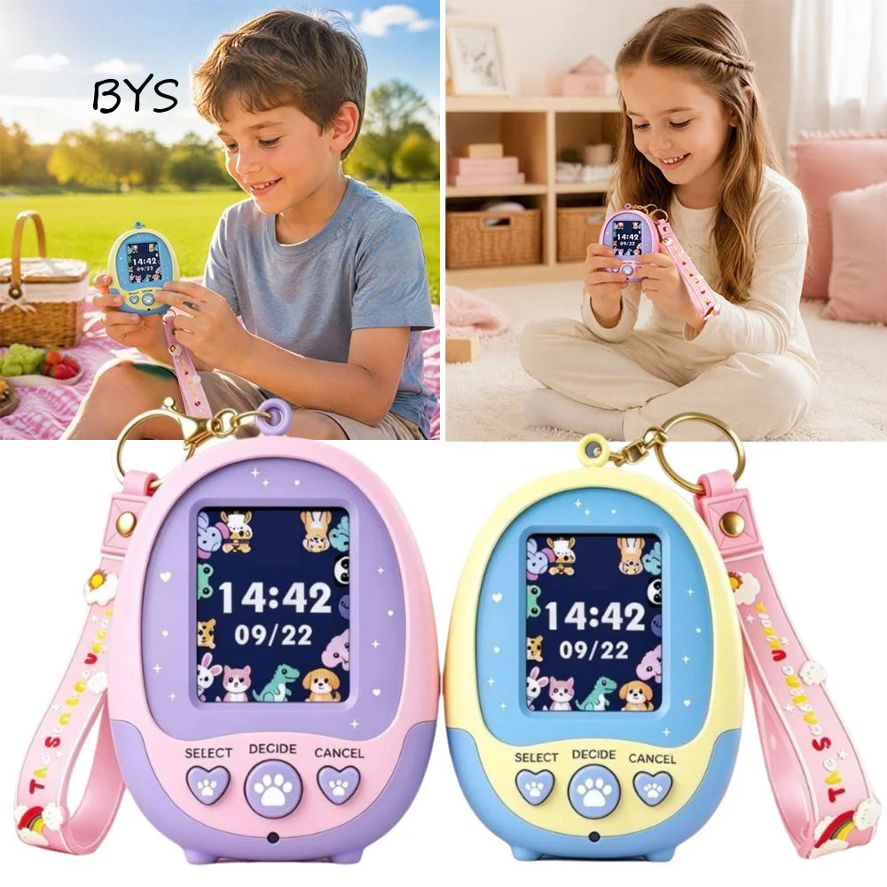 Color Screen Virtual Pet Keychain Mini LCD Screen Electronic Pet Machine Educational Electronic Pet Game Console Birthday Gift