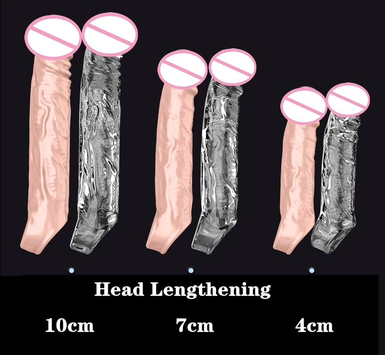 Large Penis Extension Sleeve Reusable Soft and Stretchable Delayed Ejaculation Condoms Male Dildo Extender Male Sex Toys