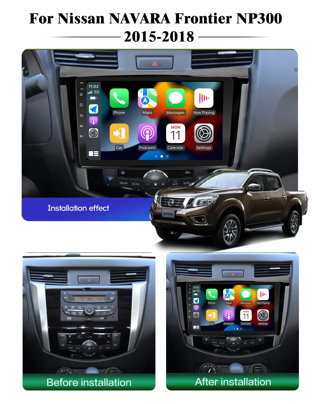 Car Radio For Nissan NAVARA Frontier NP300 2015 - 2018 Multimedia Autoradio Andorid 13 Car Stereo 8Core wifi Carplay Subwoofer