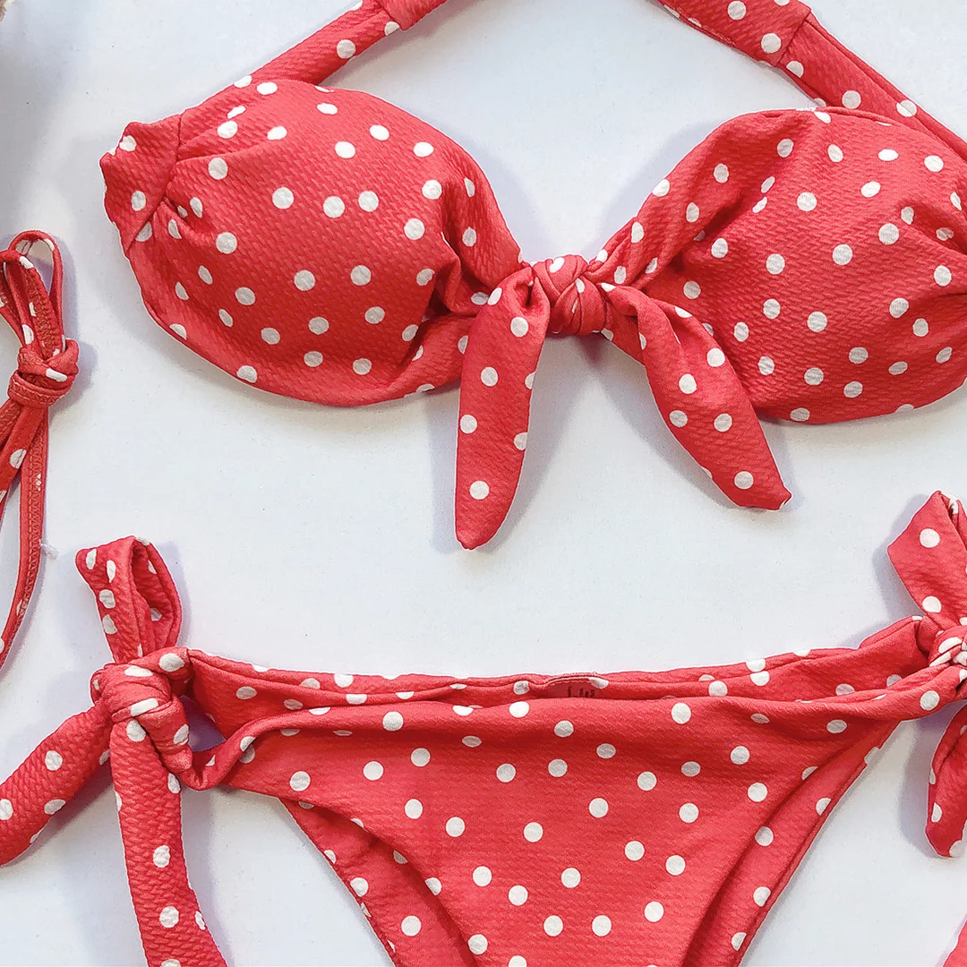 Sexy Leoparden-Polka-Dot-Bikini mit Knoten, brasilianischer Stil, Damen-Badeanzug, zweiteiliges Bikini-Set, Badebekleidung, Badeanzug V643 – Detail 30