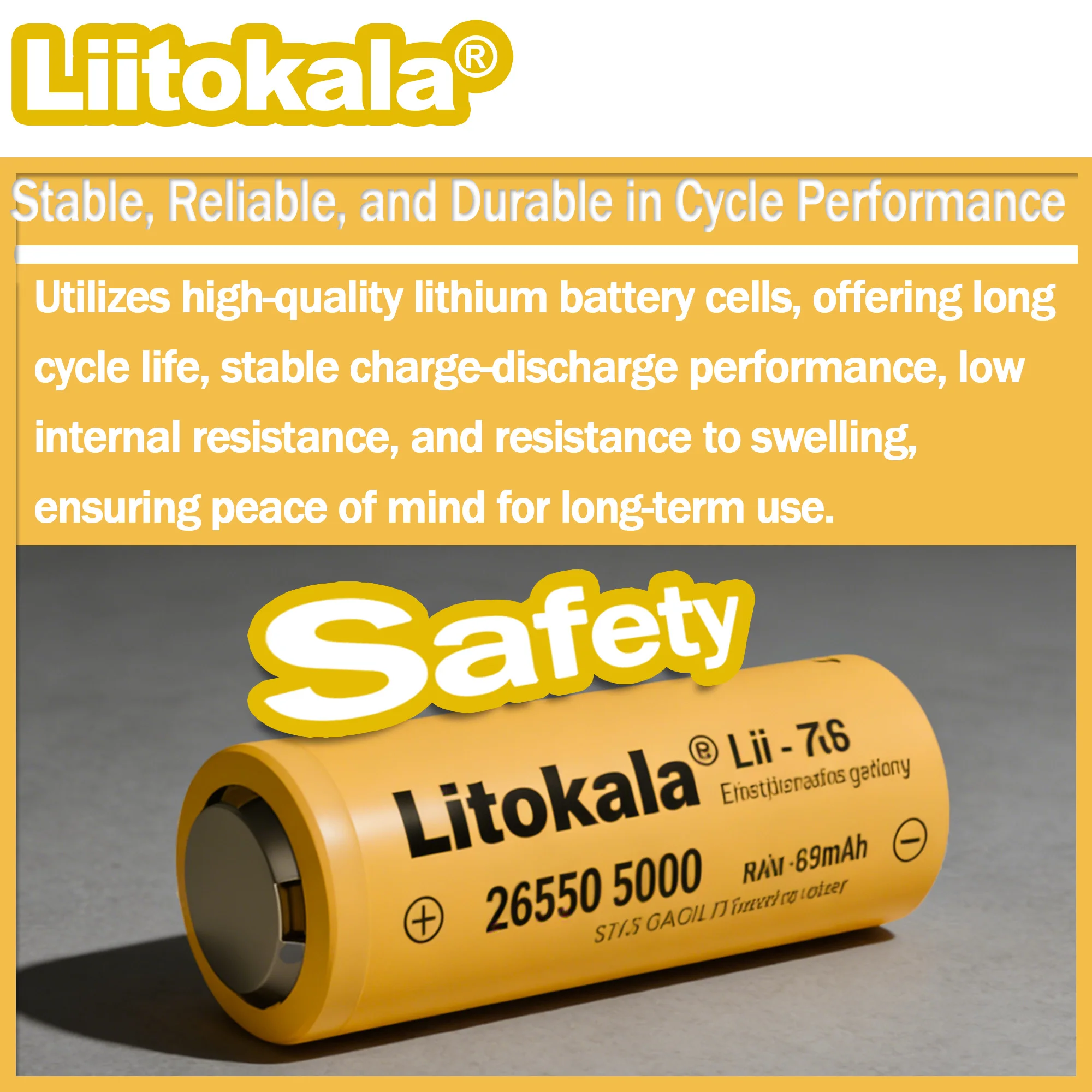 LiitoKala LII-70S-JT 26650 3.7V 7000mA 35A power Rechargeable lithium battery 26650 Suitable for Flashlight batteries