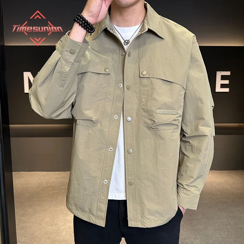 

Casual Thin Men's Workwear Jacket Trendy Brand Simple Style Lightweight Jacket for Teenagers Comfortable Spring Autumn Outerwear