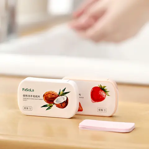 휴대용 손 씻기 비누 종이 (50 개) 여행 손 씻기 종이 조각 비누 종이 일회용 휴대용 학생 꽃잎 So