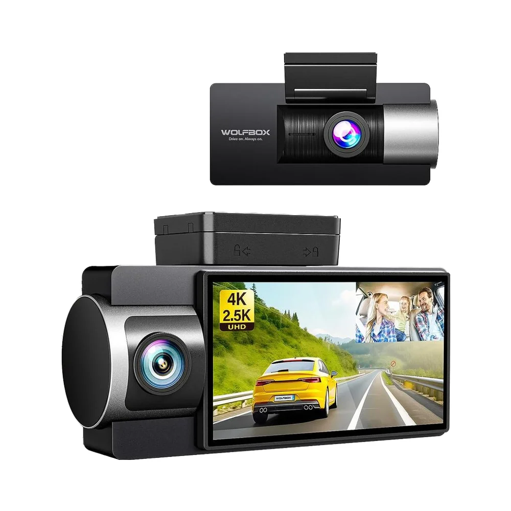

WOLFBOX I17 4k Night Vision Front and Inside Dual Camera Dash Cam Car Video Recorder with 5G