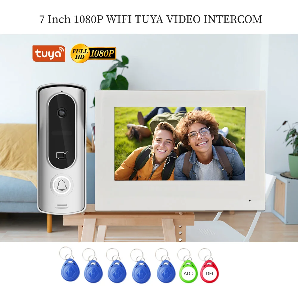 

7 "WIFI Tuya умная видеодомофонная система 1080P IPS сенсорный экран видеодомофон дверной звонок камера вилла система безопасности квартира