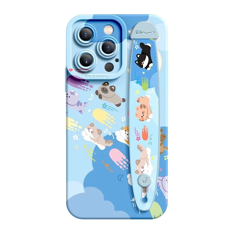 Deluxe Oval wrist band bracket Applicable Iphone16 11 12 13 14 15 Pro Max X Xr Xs Soft Silicone Cell Phone Case Small Animals