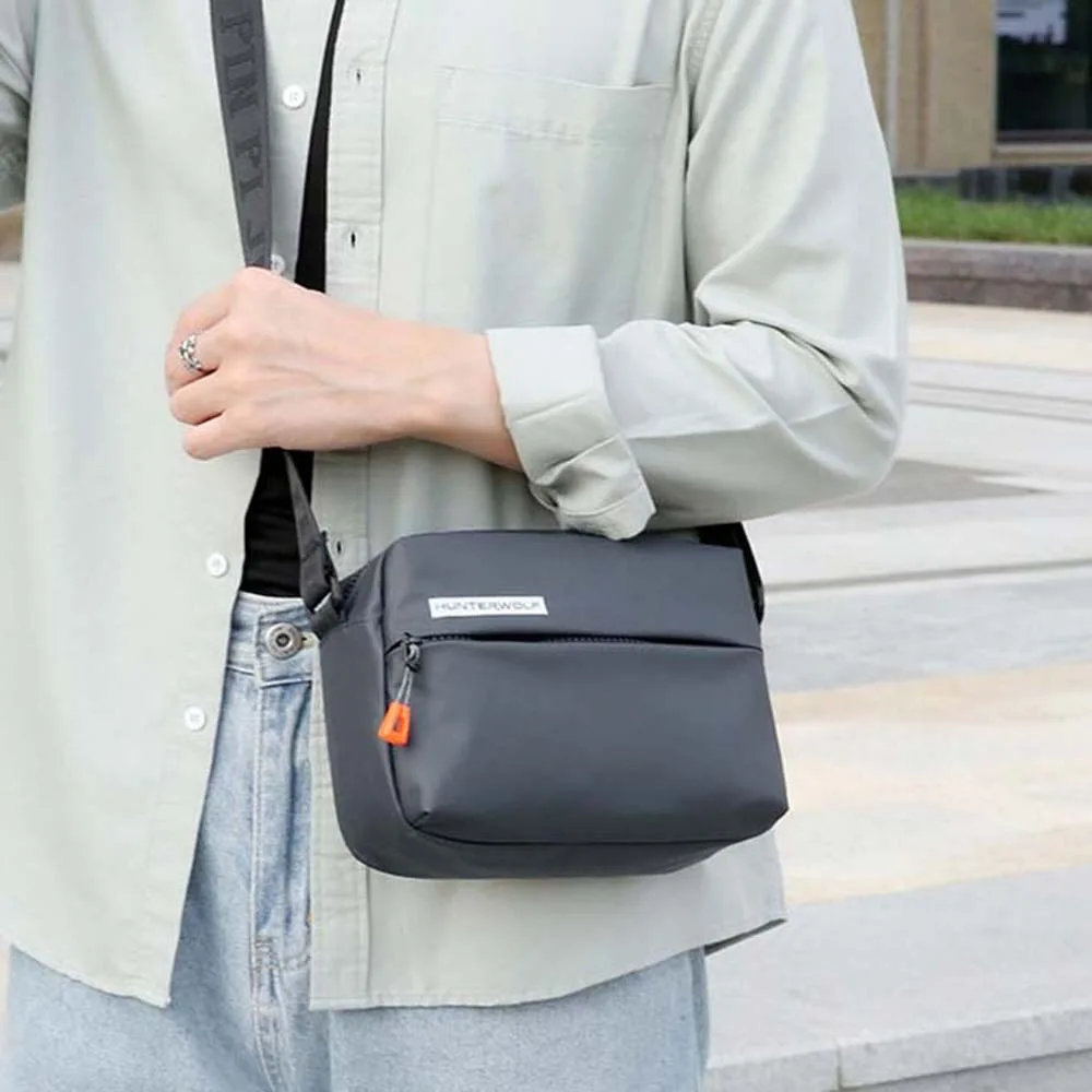 

PU Leather Men's Crossbody Bag Large Capacity Magnetic Button Waterproof Shoulder Bag Adjustable Strap Smooth