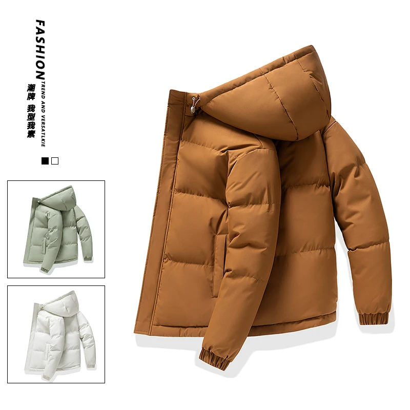 M-8XL cotton-padded coat, men's large size winter new loose hooded padded jacket, bread jacket, short warm cotton-padded coat