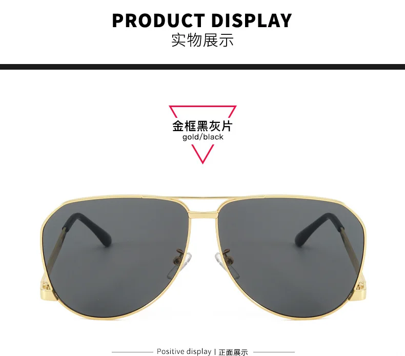 Vintage Oversize Quadratische Piloten-Sonnenbrille für Damen Neue Mode Legierung Farbverlauf Schwarz Sonnenbrille Herren Hip Hop Outdoor-Brille UV400 – Detail 14