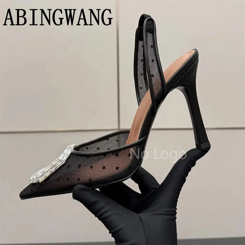 2025 Summer New Hollow-out String Bead Pointed Toe Thin Heel Sandals for Women Sexy Ladies Dress Sandals For Women