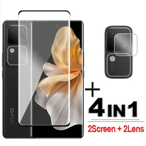 For Vivo V30 Glass For Vivo V30 Pro Tempered Glass Full Cover 3D Curved HD Screen Protector For Vivo V30 Lens Film 6.78 inch