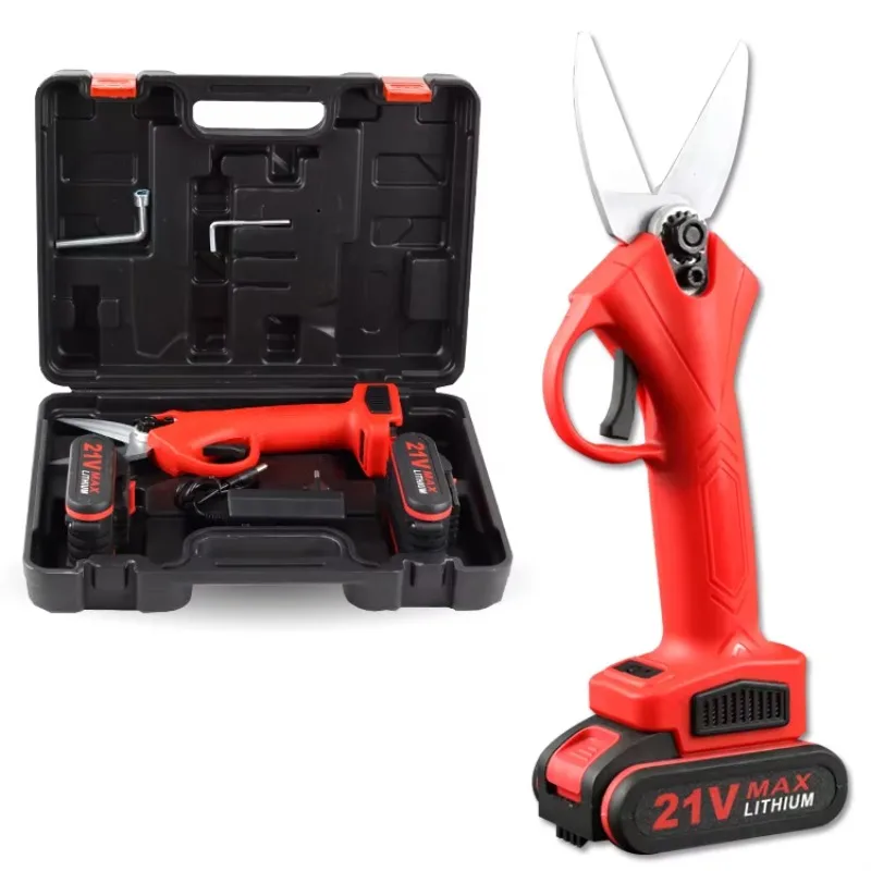 Forbici elettriche rosse per potatura da giardino, forbici da potatura in metallo a batteria