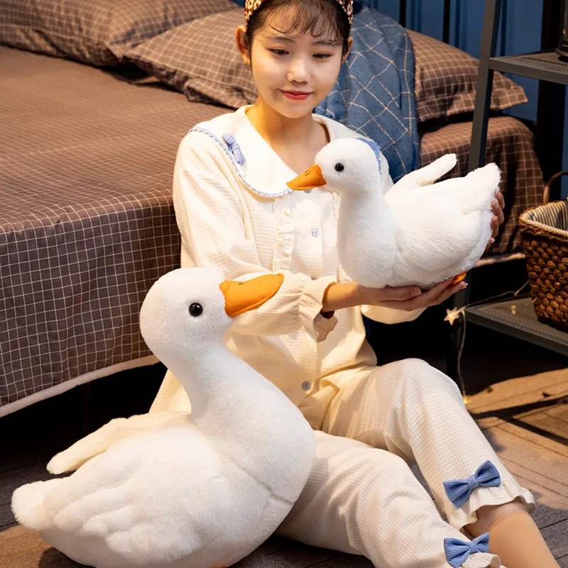 25cm Kawaii Lifelike Call Duck Plush Toy Realistic Cute White Ducks Stuffed Animal Toys Gifts for Kids Pets Simulated Duck Gifts