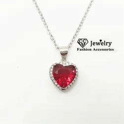 CC Pendant Necklaces For Women Silver Plated 45cm Chain Red Heart Zirconia Love Fashion Accessory Fine Jewelry Colar CCN107