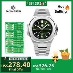 San Martin Wrist Watch For Men Mechanical Waterproof Watches Luxury Bracelet Automatic Diver Retro Classic 20Bar Luminous SN0075