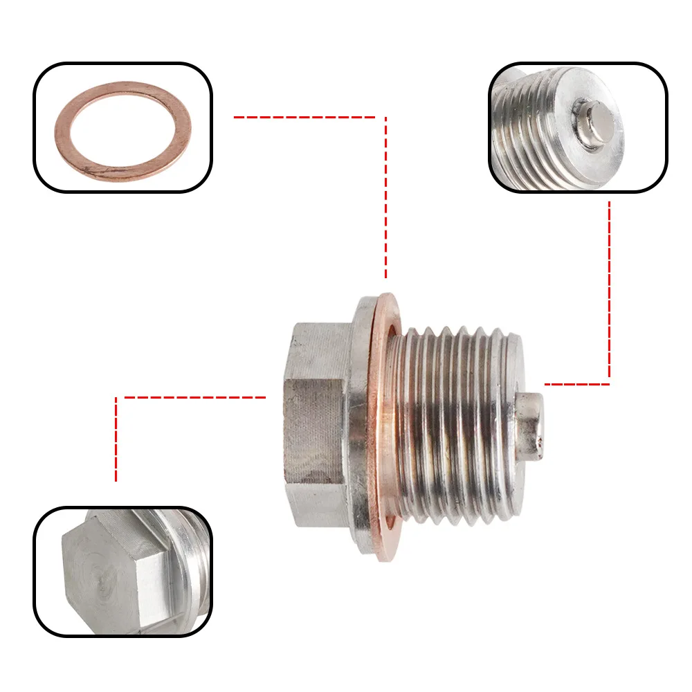 Neuer Edelstahl Magnetischer Ölablassstopfen M12x1.25 M14x1.5 M16x1.5 M18x1.5 Ölablassmutter Autoteile Silber OS-1003-M12 – Detail 2