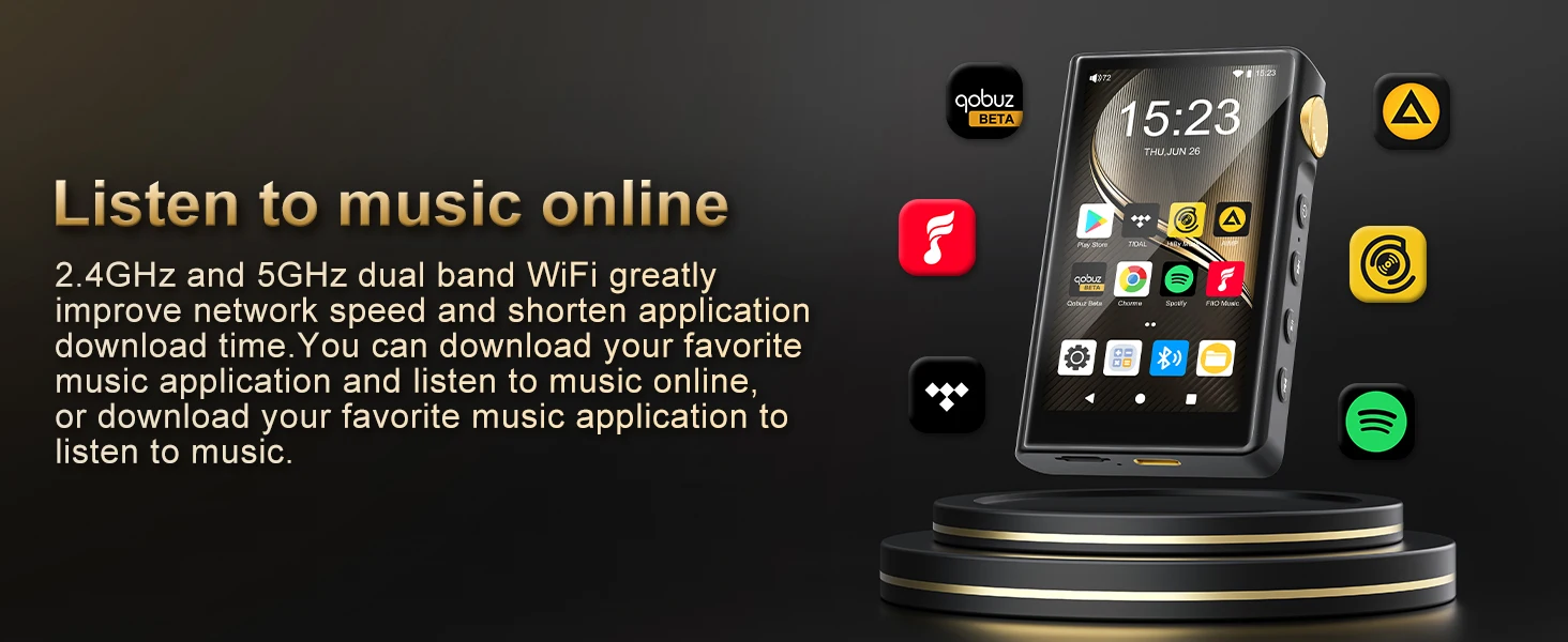 ZAQE Android12 HiFi MP3-Player, Bluetooth, WLAN, Hi-Res, DSD, DAC, verlustfreie Wiedergabe, tragbarer Musik-Player mit hoher Klangqualität, erweiterbar bis zu 512 GB. – Detail 6