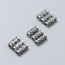1pc/lot 925 Sterling Silver Clover Flower Tube Beads 9x4mm Antique Black Braided Rope Silver Spacers DIY Jewelry Accessories