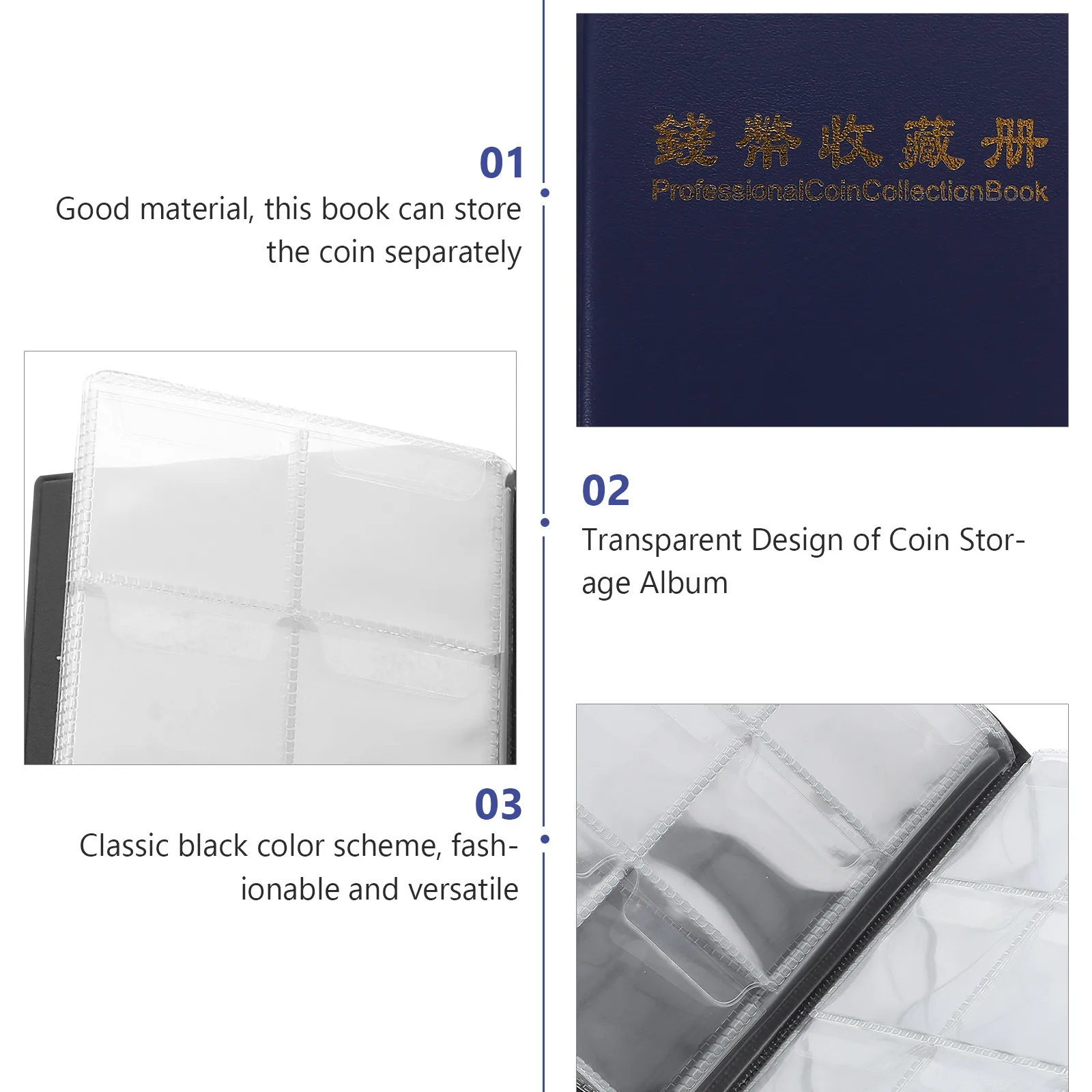 Deluxe Storage Album Commemorative Collection Book For Collectors Portable Organizer With Cover Clear Sheets For Coins