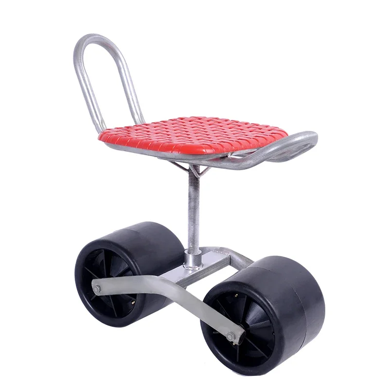 

Garden Cart Tool Planting Picking Stool Garden Cart Rolling with Umbrella Bracket Moving Work Chair 360 Degree Rotation Liftable