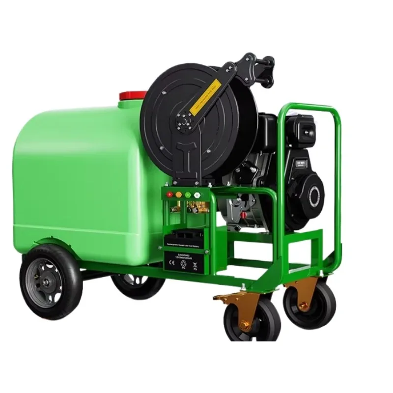 Mobile Gas Diesel High Pressure Washer With Water Tank For Car Wash Pipeline Cleaning Property Floor Washing Use