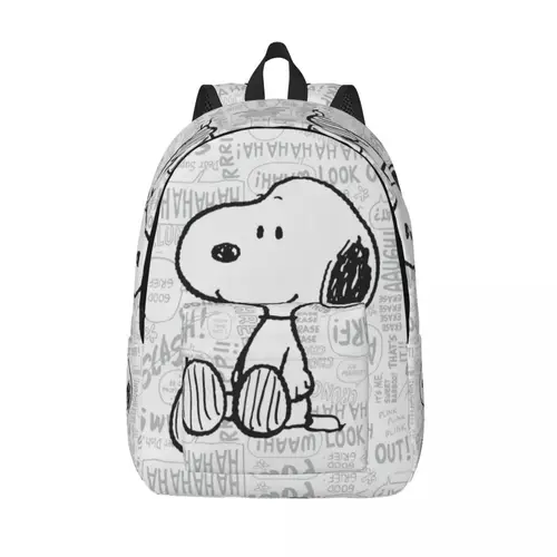 Mochila de lona personalizada Snoopys On Black White Comics Disney, bolsas de viaje para la escuela y la universidad, mochila para ordenador portátil de 15 pulgadas