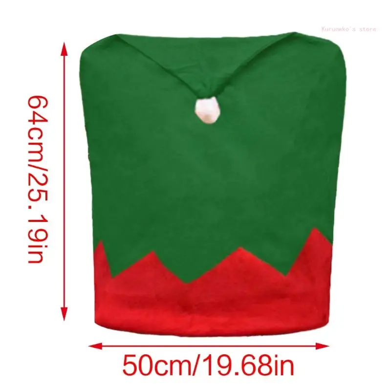 Green Santa Hat Christmas Chair Back Cover Christmas Decoration for Home 2024