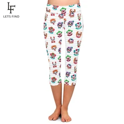 LETSFIND-mallas Capri con estampado de caras de payaso para mujer, Pantalones suaves y cómodos de cintura alta a la moda