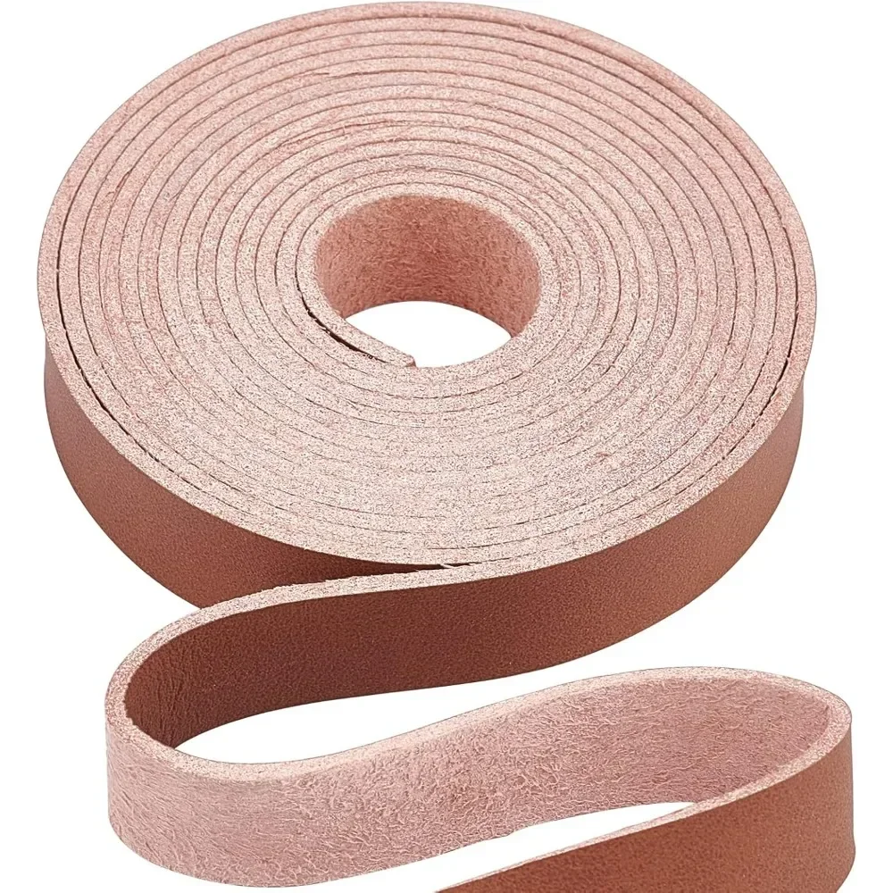 Brown Genuine Leather Strap Strip 1/2 Inch Wide 79 Inch Long Leather Belt Strips Wrap Single Sided Flat Cord for DIY Crafts