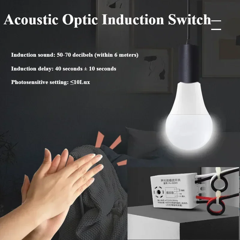 

Smart Sound Voice Light Detection Sensor Switch on Off Automatic LED Lamp Accessories Acoustic Detector Warehouse Garage Cotton