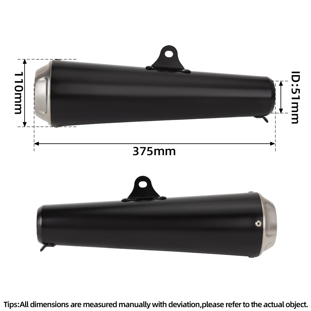 Universal 51mm Motorcycle Exhaust Muffler Escape Moto Tail Pipe For Duke250 390adv Gpr150 Mt03 R25 Cbr150r Z250sl 250sr Cbr300r