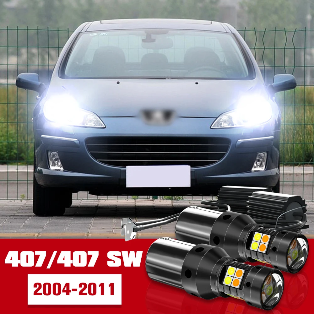 

2pcs LED Accessories Dual Mode Turn Signal+Daytime Running Light DRL For Peugeot 407 SW 2004-2011 2005 2006 2007 2008 2009 2010