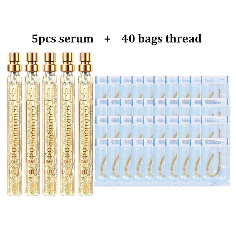 

5pcs Essence + 40 Bags Face Filler Absorbable Collagen Protein Thread Face Lift Plump Silk Fibroin Line Carving Anti Aging Set