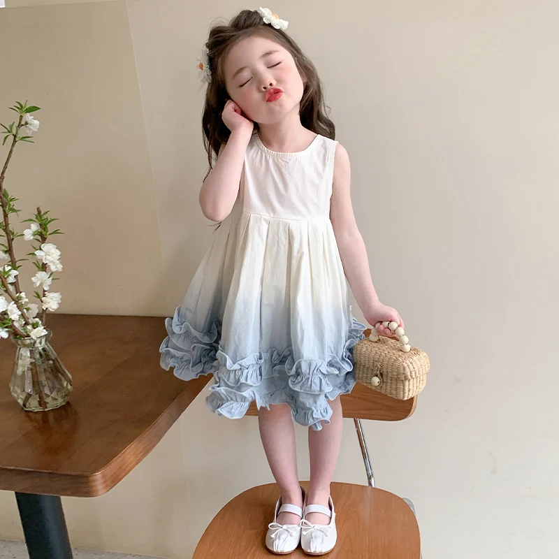 2025 Summer Fashion 2 3 4 6 8 10 Years Children Clothing Baby Kids Brief  patchwork Tank Sundress Sleeveless Girls Daily Dress