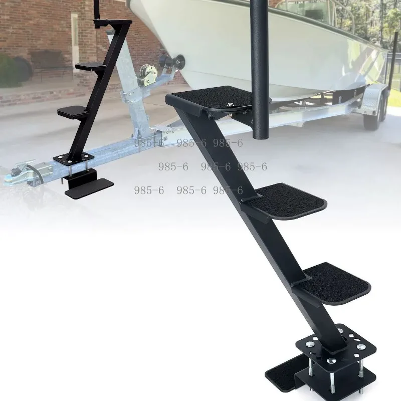 Heavy Gauge Steel Boarding Step, Powder Coated Trailer Accessory for Deep V Hulls