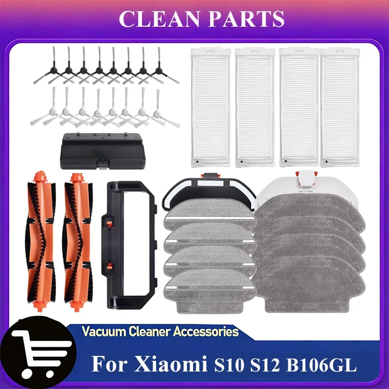 Accessori Compatibili per Robot Aspirapolvere Xiaomi S10 S12 B106GL / Mop 2S XMSTJQR2S Viomi V2 V3: Spazzola Principale, Spazzola Laterale, Filtro, Pa
