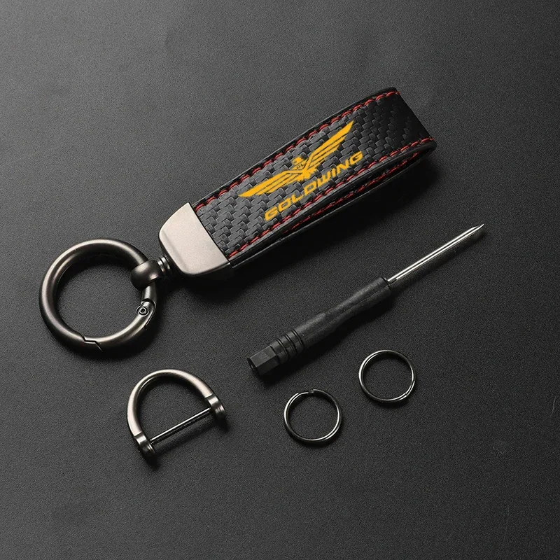 New Motorcycle PU Leather Carbon Fiber Pattern Keychain Accessories For Honda Gold Wing 1800 1500 1200 Goldwing GL1800 GL