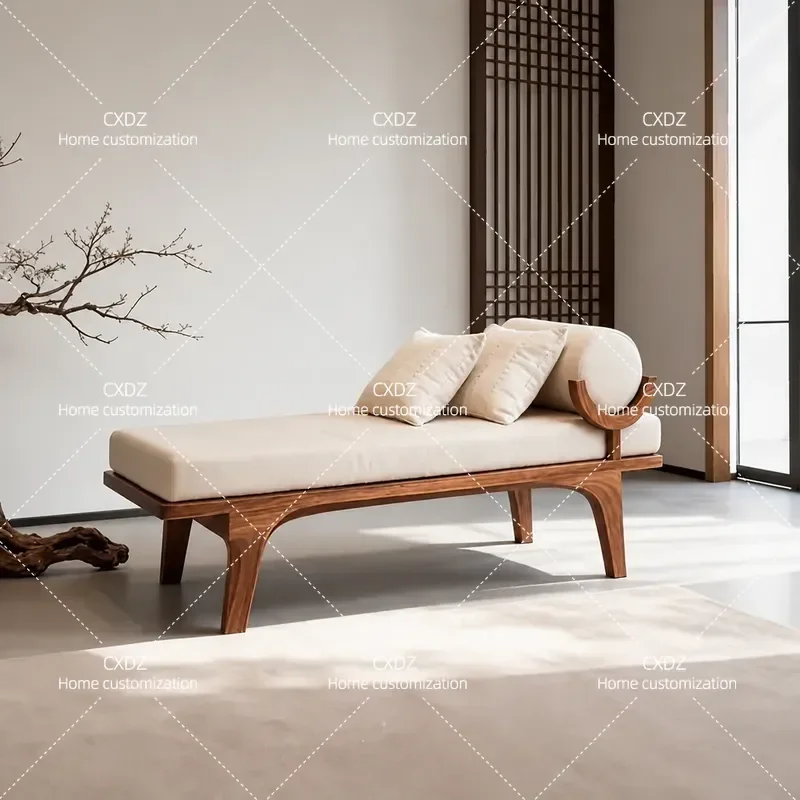 New Chinese Style Solid Wood Bedside Stool Black Walnut Bench Living Room Shoe Changing Chair Sofa End Table Footrest