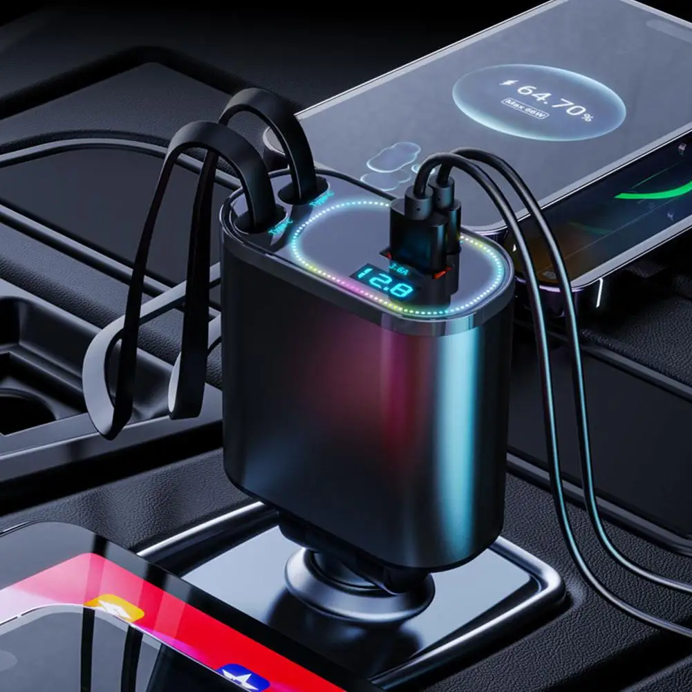 Автомобильное зарядное устройство, автомобильные аксессуары Max 240 Вт 4 в 1, выдвижное быстрое автомобильное зарядное устройство для телефона с USB-портами для телефонов/планшетов/автомобилей Reco N9N2