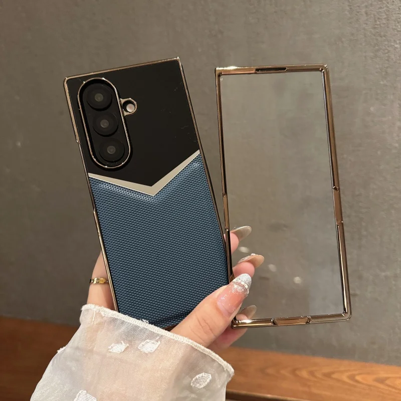 

For Samsung Galaxy Z Fold 7 Case Aviation Alloy Leather Screen Protector Tempered Glass Film All-Inclusive Cover