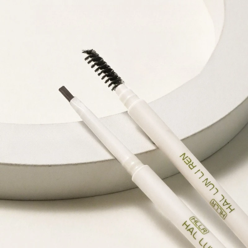 Dual Ended Eyebrow Pen Triangular Tip Spoolie Brush Waterproof All Day Wear Microblading Effect for Natural Feathery Brows