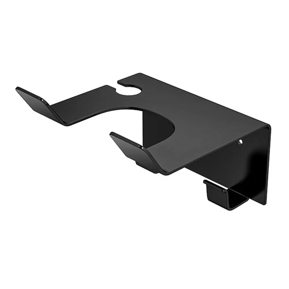 Stainless Steel Hair Dryer Holder Wall Mounted Rack with Front Anti- Charging Slot and Multi-Function Hooks for Home