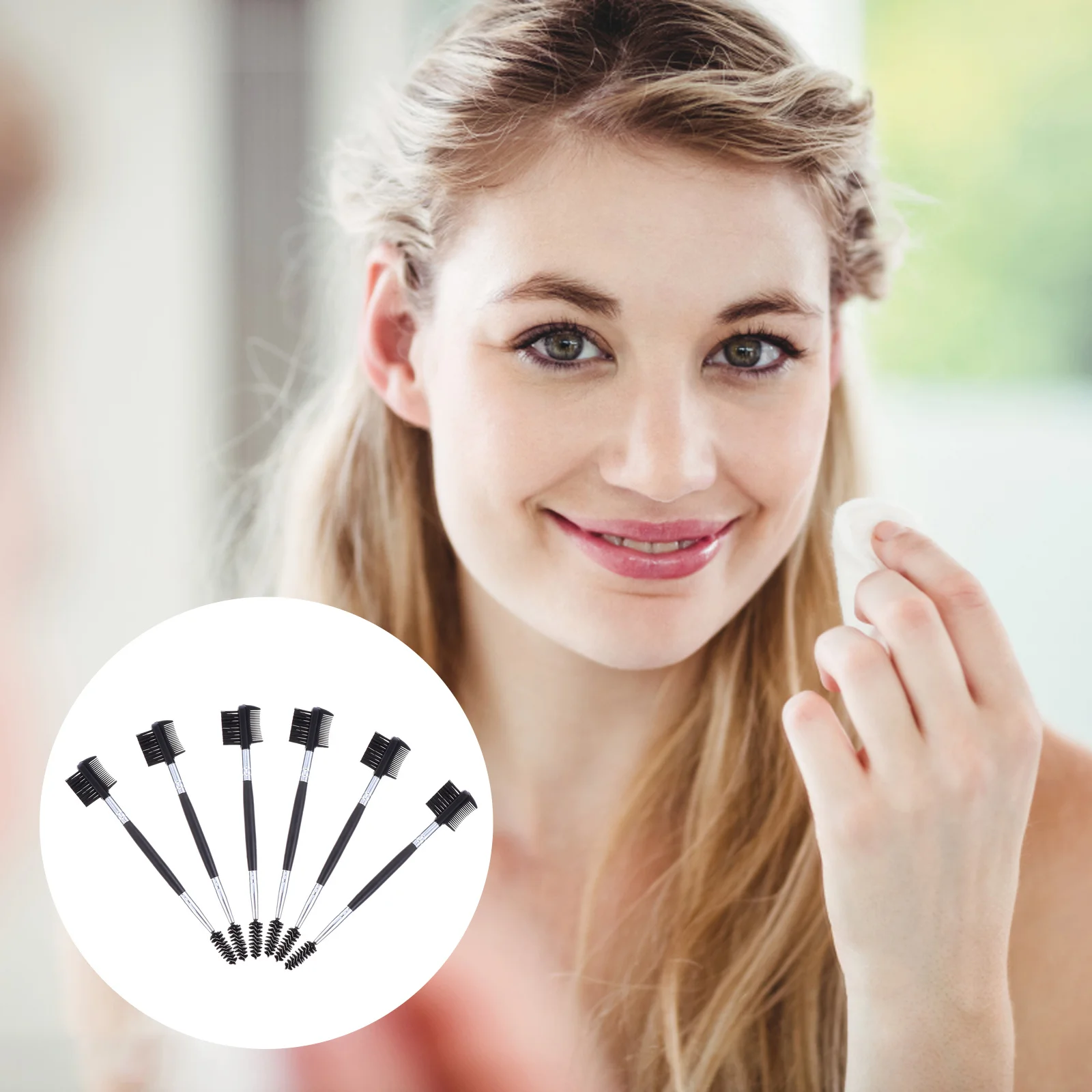 6 szt. Dwustronnych szczoteczek do modelowania brwi z końcówką w kształcie grzebienia do precyzyjnego nakładania makijażu i rozczesywania rzęs, zestaw idealny w podróży.