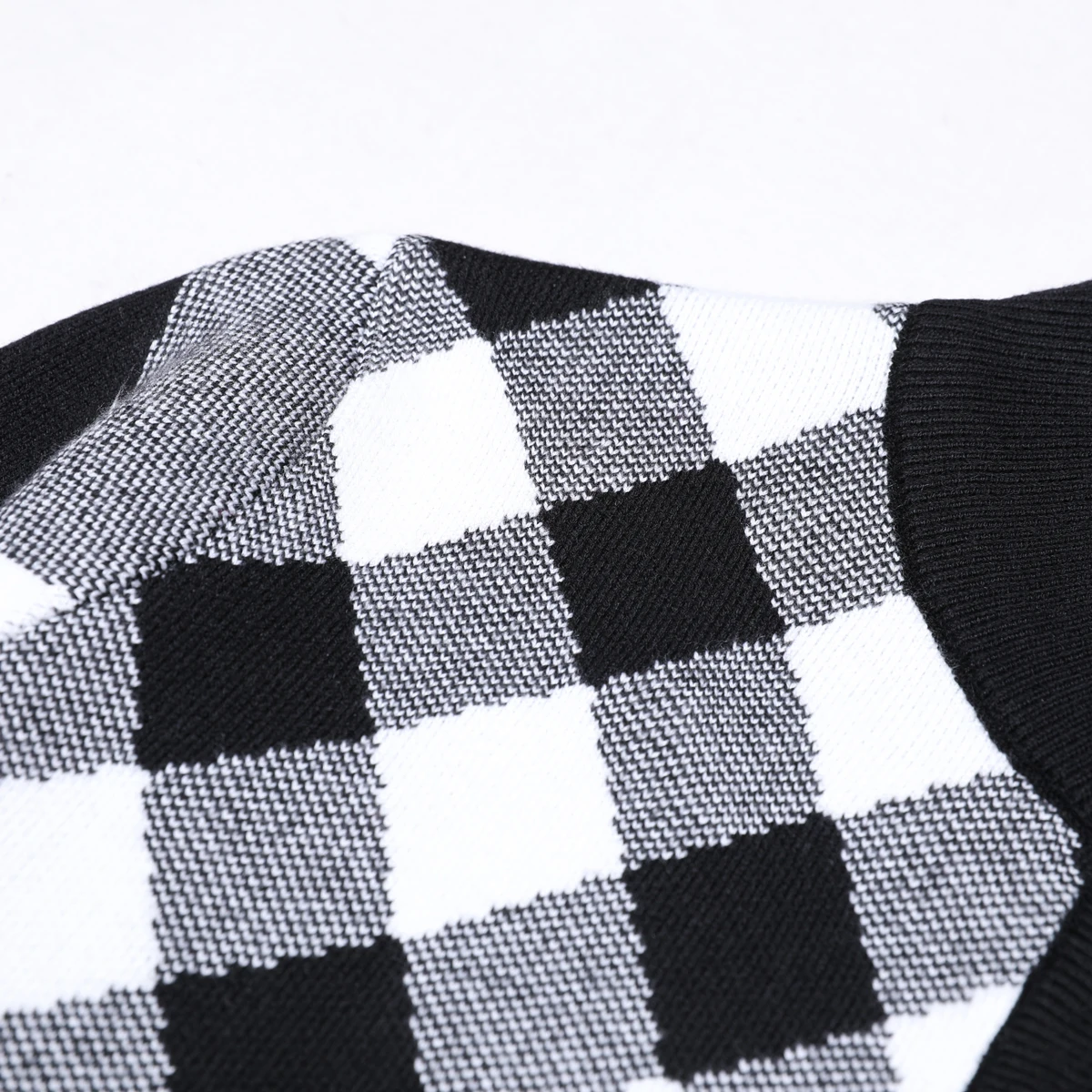 Primavera nuevo temperamento de moda de alta calidad elegante suéter de punto de manga larga cuello redondo cárdigan a cuadros chaqueta de lana