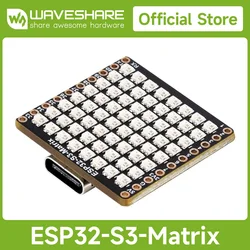 Placa de desenvolvimento Waveshare ESP32-S3, matriz LED RGB integrada 8 × 8 e sensor de atitude QMI8658, suporta Wi-Fi para Arduino